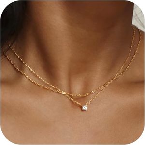 Diamond Necklaces for Women Dainty 14k Gold Plated Long Lariat Necklace Simple Gold CZ Diamond Choker Trendy Jewelry Gifts for Girls