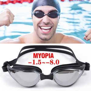 Goggles -1.0 ~ -9.0 Myopia Swimming Goggles Waterproof Anti Fog Swim Goggle Glasses Eyewear Men Justerbara silikon Simglasögon Kvinnor P230408