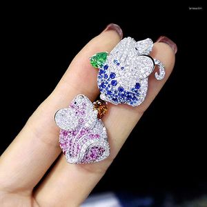 Studörhängen Zoca Custom AB 925 Sterling Silver Zircon Set Cute Hamster Animal Women's Boutique Jewelry Gift Party For Friends