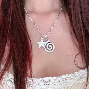 Choker Y2k Accessories Goth Star Spiral Pendant Necklace Fairycore Grunge Chain Collar 2023