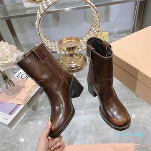 2023-Luxury Designer Martin Boots Women's Ankle Cow Leather Thick Bottom Black Ankle Combat Boots Biker Outdoor 35-40