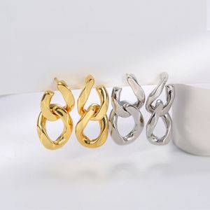 Orecchini geometrici placcati in oro 18k Orecchini a catena in metallo di lusso di lusso S925 Accessori per le orecchie premium argento premium