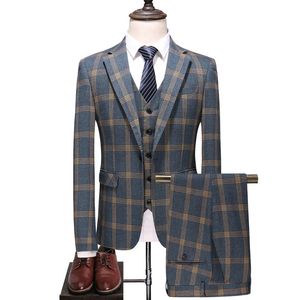 Erkekler Suits Blazers S-5XL ekose takım elbise artı üç parçalı erkekler iş rahat takım elbise takım elbise kostümü homme italien erkek kıyafetleri 231109