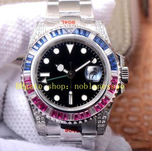 Orologi automatici da uomo in acciaio 904L da uomo 40 mm quadrante nero con diamanti arcobaleno lunetta 116759 bracciale da uomo Cal.3186 movimento meccanico sportivo orologio da polso