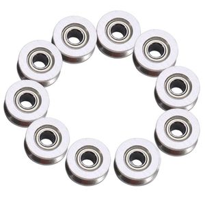 10pc*10 Ball Bearing Carbon Steel V Groove Ball Bearing Pulley Miniature Deep Groove Bearings Shielded Shafts for Rail Track Linear Hedkq