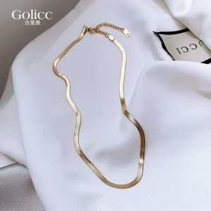 Базовое плоское ожерелье из титановой стали, минималистичная универсальная цепочка из змеиной кости, шейная цепочка, крутой и маленький стиль