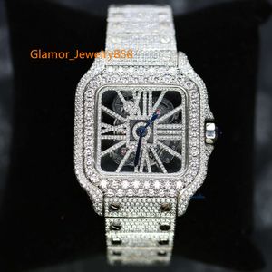 Full Diamond Anpassa VVS med GRA Certified Hip Hop Gold Case Skeleton Par Rostfritt stål Ladies S Moissanite Watch