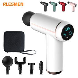 Full Body Massager RLESMEN Massage Gun White Portable Percussion Pistol Massager For Body Neck Deep Tissue Muscle Relaxation Pain Relief Fitness 230407