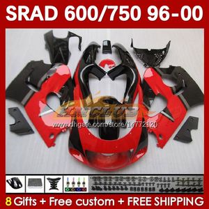 Body Kit för Suzuki Srad GSXR 750 600 CC GSXR600 GSXR750 1996-2000 168NO.9 GSX-R750 GSXR-600 1996 1997 1998 1999 2000 600cc 750cc 96 97 98 99 00 Moto Fairing Red Factory