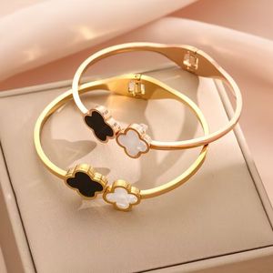 bracelets designer vans clover Bracelet four leaf clover 18k gold love classic bange pendant diamond for women girl wedding partydress jewelry gift black