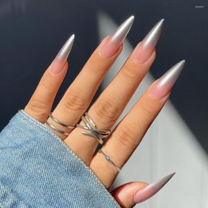 Falska naglar 24st nagel tips diy fullt omslag manikyr lång fransk falsk stilett