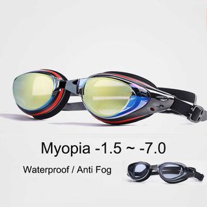 Goggles män kvinnor plätering professionell myopia simningglasögon bad pool vattensporter anit dimma uv sköld vattentäta glasögon glasögon ny p230408