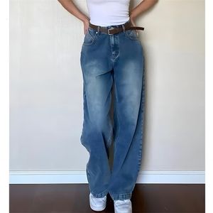 女子ジーンズCGCレトロレディースバッグジーンズカジュアルY2Kストリート衣料大型貨物パンツ韓国ファッション女性のストレートワイドレッグジーンズ230408