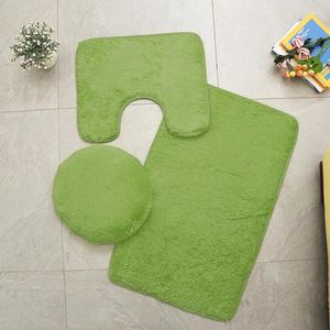 Carpets 3PCS Solid Carpet Toilet Three-piece Non-slip Foot Mat Bathroom Absorbent Set Bath Area Rug Home Decor Floor Fluffy