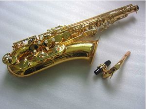 Helt ny tenor SAX BB STS-802 Högkvalitativ mässing Gold Lacquer Saxophone Performance Musical Instrument med Case Accessories