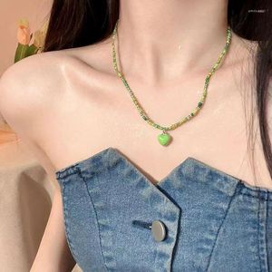 Pendant Necklaces Handmade Multicolor Seed Beads Necklace For Women Simple Sweet Heart Pendants Summer Girls Choker Collar Jewerly In