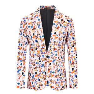 Herrjackor Fashion Men's Flower Suits Slim Fit Jacket Personlighet Printed Party Jacket Business Suit Jacket S-3XL 231108