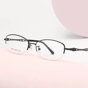 Sonnenbrillenrahmen Hohe Qualität Halbrand Optischer Rahmen Bequemes Superleichtes Brillenmädchen Elegante Brille Frauen Cat Eye Design Rot