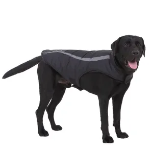 Abbigliamento per cani Gilet impermeabileGiacca per cani con guinzaglio, Cappotto per animali domestici per escursionismo Maglione riflettente resistente all'acqua per piccole medie grandi,Nero