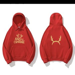 Julklänning Red Hoodie Designer Hoodie Holiday Casual Sweatshirt Autumn och Winter Thick Men's Printed Red Hoodie Par Shirt.