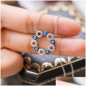 Pendant Necklaces Charm Luck Turkey Blue Evil Eye Necklaces Gold Color Rhinestone Choker Necklace For Women Fashion Jewelry Dhgarden Dhgau