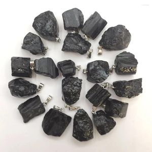 Pendanthalsband 2023 Z Fashion Noble Black Tourmaline Small Chaotic Stone Halsband 50 per paket Lågt pris