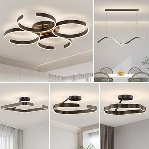 Chandeliers Modern LED Ceiling Chandelier Lighting For Living Study Dining Room Bedroom Dimmable Home White Black Indoor Deco Lamps