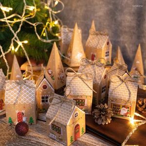 Envoltório de presente Caixas de Natal Advento Calendário Gingerbread House Caixa de Papel Xmas Ano Festa Embalagem Suprimentos Pacote Sacos 24 pcs Misturados