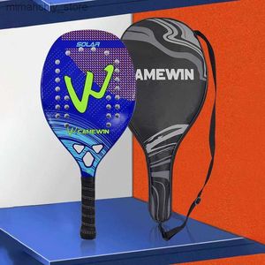 Tennisracketar Camewin 4009 Beach Tennis Racket Carbon Fiber Glass Interlayer Eva Foam väger 320 gram Comfort Antiskid Sports Racquet Q231109