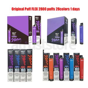 QST 원래 퍼프 플렉스 2800 퍼프 e 담배 8ml 850mah 0% 2% 5% 미리 채워진 장치 일회용 vape 28 Hot Colors USA Warehouse EU 창고 Crystal Vape