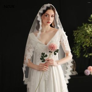 Brautschleier NZUK Voile Hijab One Tier Classic Lace Edge Wedding Veil Cathedral Vintage Custom Hat