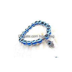 Frisado 10 Pçs/lote Moda Azul Evil Eye Pulseiras Encantos Da Sorte Pulseira Jóias DIY Para Entrega Gota Jóias Pulseiras Dhodm