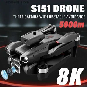 Dronlar RC Quadcopter S151 Drone Fırçasız Motor İHA Optik Akışı 6K Çift Kamera Kapalı Engel Kaçınma Esc Wifi Oldable Dron Oyuncak Q231108