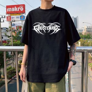 Mens Tshirts Metal Rap Style Retrograd Bild tryckt Ghostemane T -shirt Tees Black White Short Sleeve Overdimased Cotton Tshirt Tops 230407