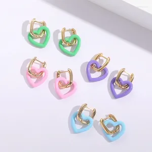 Stud Earrings 2023 Fashion Women Geometric Colorful Heart Square Drop Earring Romantic Party Resin Jewerly