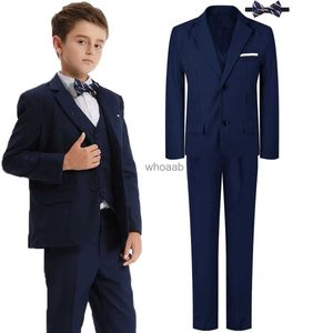 衣料品セットキッズボーイズフォーマルな服装セット子供紳士リングベアラーの服はタキシードベスト +パンツ +ブレザー3PCS ZLN231108