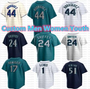 2023 Custom 44 Julio Rodriguez Jersey 24 Ken Griffey 28 Eugenio Suarez Jersey 23 Ty France 3 J.P. Crawford 10 Jarred Kelenic 16 Kolten Wong 51 Ichiro Baseball Jerseys