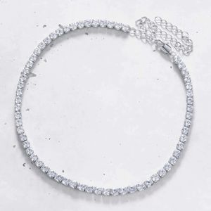 Colar de corrente de tênis moissanite clássico 10k ouro d cor Vvs diamante gelado de 4 mm