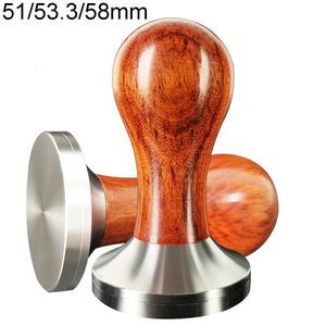 Tampers 51mm Tamper Coffee Tampers 58mm 53,3mm Espresso Tamper rostfritt stål Bas 3 Aangled distributör för 515458mm Portafilter 231107