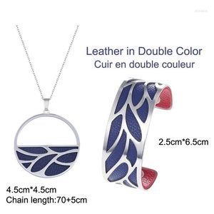 Bangle Cremo Interchangeable Leather Necklace Bracelets Set Manchette Femme Leaf Stianless Steel Jewelry Christmas Gift