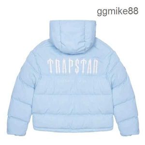 Trapstar Jacket London Designer Jacket Decoded Hooded Puffer Ice Blue Jacket Embroidered Lettering Hoodie Fur Mens Winter Coat tröja Jackor för män A3 miljarder