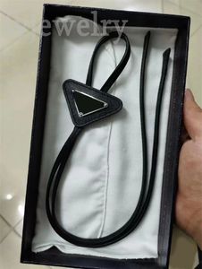 Chic style mens necktie black leather bolo tie for boyfriend gifts vintage style solid color comfortable creative triangle drawstring ties long strap PJ046 E23