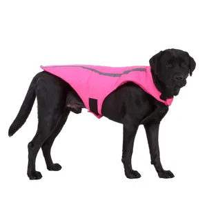 Abbigliamento per cani Gilet impermeabileGiacca per cani con guinzaglio, Cappotto per animali domestici per escursionismo Maglione riflettente resistente all'acqua per piccole e medie grandi,Rosa