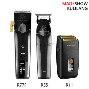 Hair Clippers Madeshow Kulilang R77F R55 R11 Professional Cordless Hair Cutting Machine Kit LCD Display Clipper Barber Hair Trimmer for Men YQ231108
