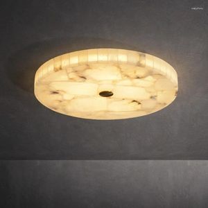 Ceiling Lights Light Luxury All-copper Led Marble Lamp Modern Chinese Circular Simple Study Hall Aisle Bedroom Room