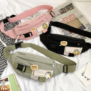 Torby w talii torby w talii dla kobiet płócienne wypoczynek stały kolor Fanny Pack dla dziewcząt Cute Crossbody Worka na piersi