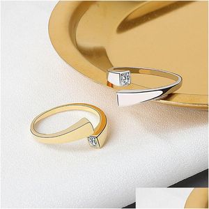 Band Rings Korean delicado quadrado quadrado anel de zircão cúbico para mulheres meninas Micro pavimentadas