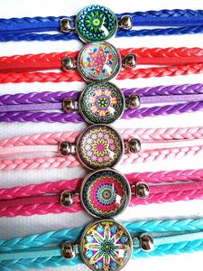 Charme Armbänder 24 teile/los Design Glas Mandala Blume Kunst Runde Kuppel Armband Zen Vintage Armreif Hand Kette Großhandel