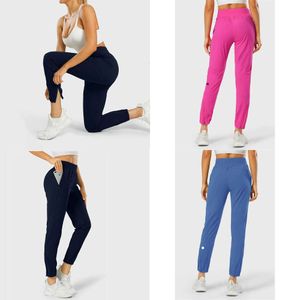 LU-886 Women Yoga Wear Girl Jogging Adapted State Stretchy High Waist Training Strap GYM Pants