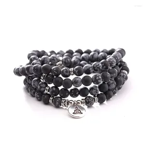 Strand High Quality 108 Natural Alabaster Stone Armband Buddhist Mala eller Necklace Chakra Energy Yoga Hand String